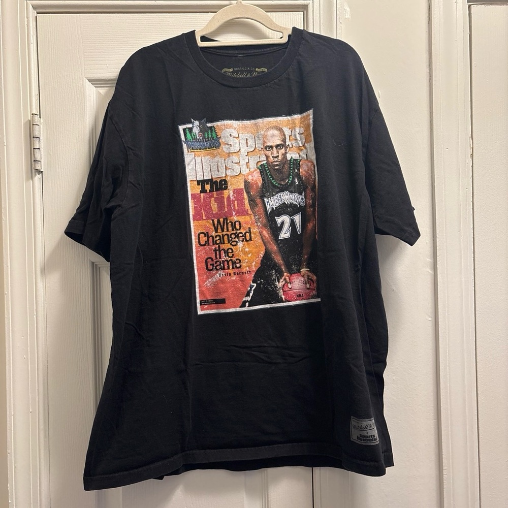 Mitchell & Ness x Sports Illustrated Black Short Sleeve Tee with Athlete Graphic
